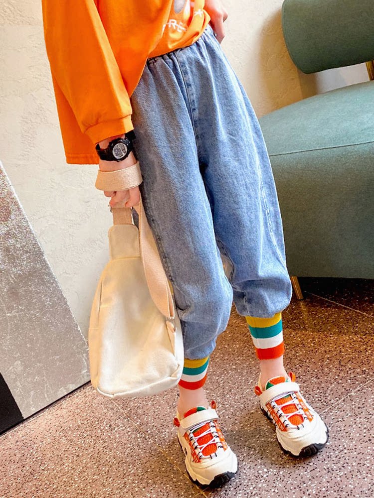 Girls jeans Spring and Autumn 2020 new Han - tailored children with a stylish nine pants - beam feet long pants