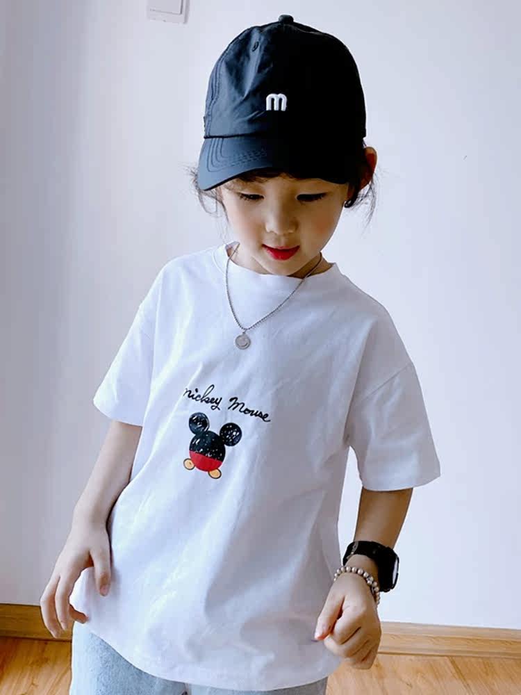 Girl Cartoon Short Sleeve 2020 Summer Loaded Loose Blouse pro-submount Han version pure cotton t printed boy white T-shirt tide