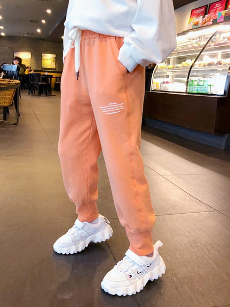 Girls' early autumn sports pants 2022 new girls loose fashion pants casual corset pants autumn clothes thin sweatpants