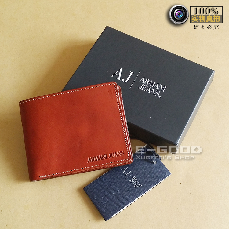 Authentic Polish-Made Calfskin Armani Jeans Armani Wallet with Large Capacity and Multiple Card Slots in Stock