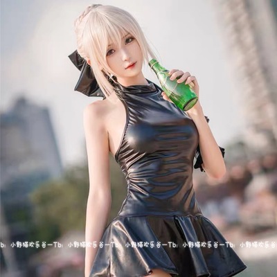 taobao agent Fate Wuwang Black Saber Studio Cosplay Cosplay Swimsuit Anime female two -dimensional maid dress sexy breastless pad