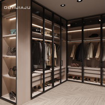 Shanghai modern minimalist bedroom light luxury wardrobe custom open cloakroom aluminum alloy wardrobe overall customization