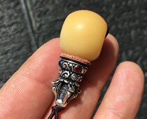Tibet old Bodhi root three-way Buddha head bag Old bag true weathered Bodhi root barrel beads top beads