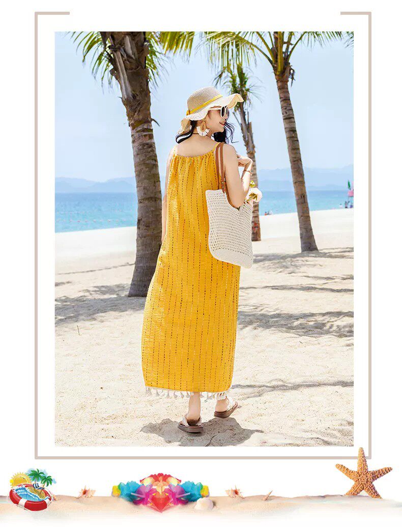 海边沙滩亲子装一家四口夏季母女款吊带连衣裙旅游度假母子装套装 — 24