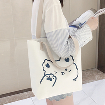 Canvas Bag Womens Shoulder Bag Large Capacity College Students Class Portable Canvas Bag Joker Literature and Art Japanese shoulder bag