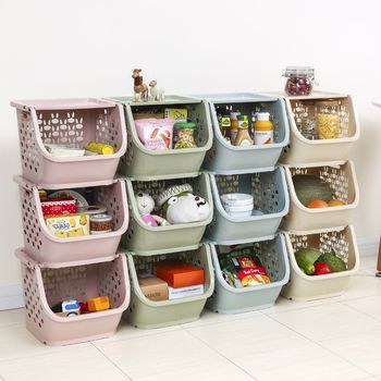 Floor-standing multi-layer fruit and vegetable storage basket with lid