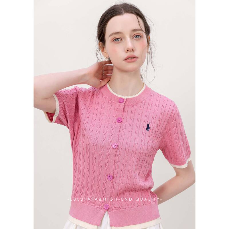 Lulufafa Pink Twist Ice Silk Cool and Complexion-Enhancing Magic Knit Sweater