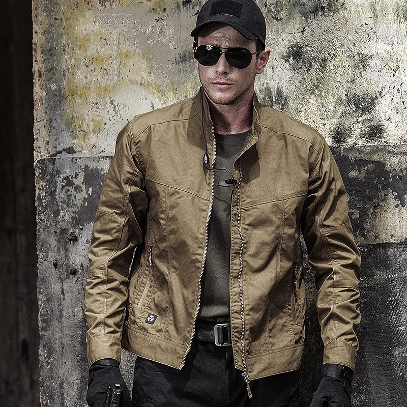 Archon Tactical Jacket Men's Spring and Autumn Top Stand-Up Collar Slim Outdoor Mountaineering Jacket Pilot Jacket Camouflage