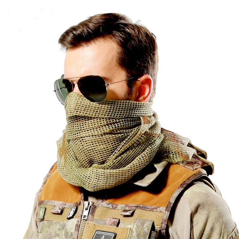Outdoor mountaineering tactics grass camouflage mesh scarf multi-functional film and television turban male camouflage bib neck shade scarf