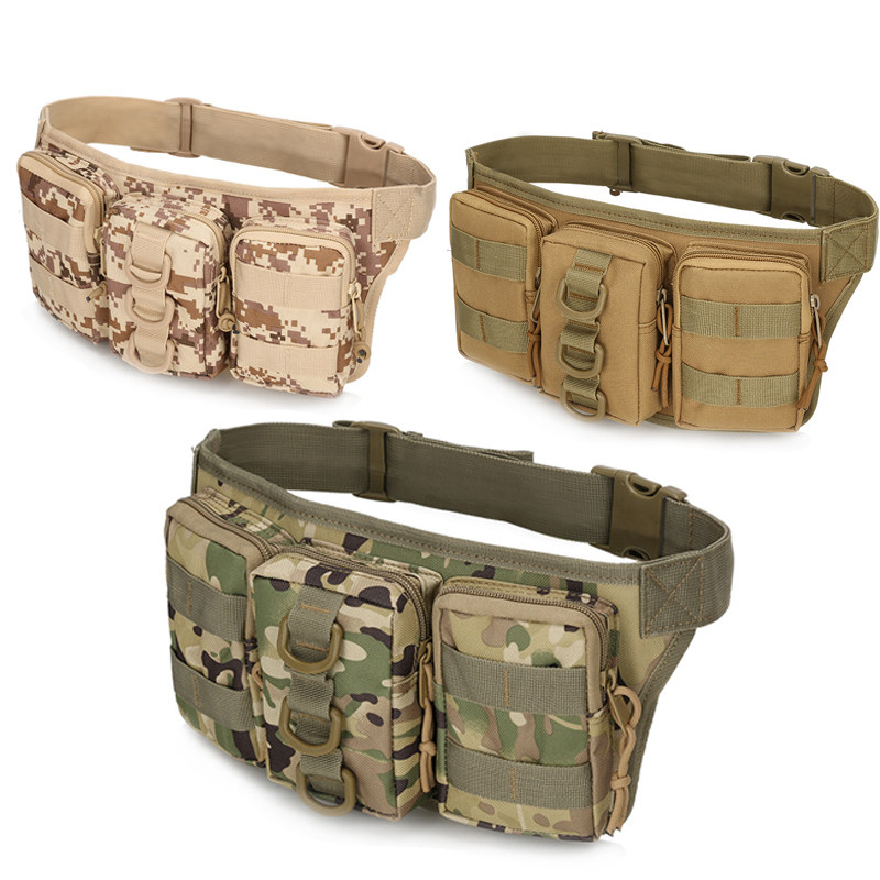 Outdoor military fans three small pocket tactics multi-functional camouflage waterproof mobile phone pack hiking and hiking sports pack