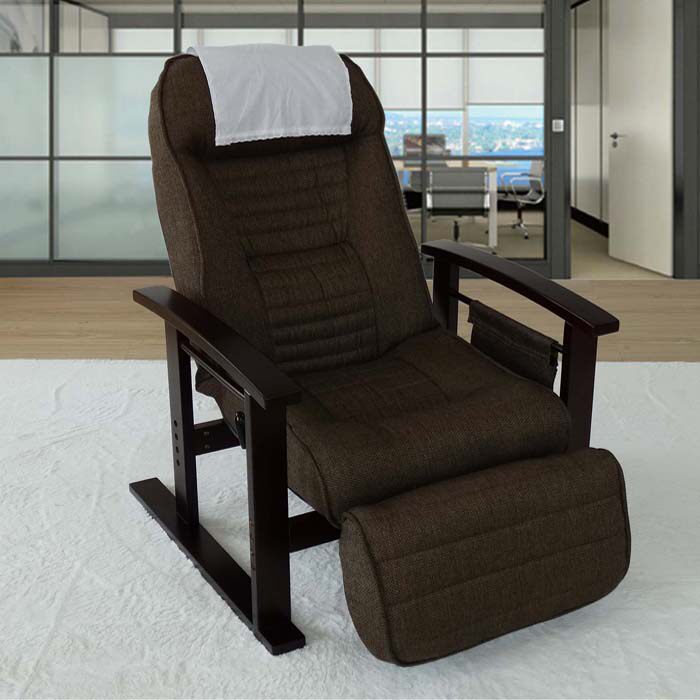 Elderly lazy sofa single folding computer balcony comfortable solid wood armrest high leg backrest reclining beauty chair
