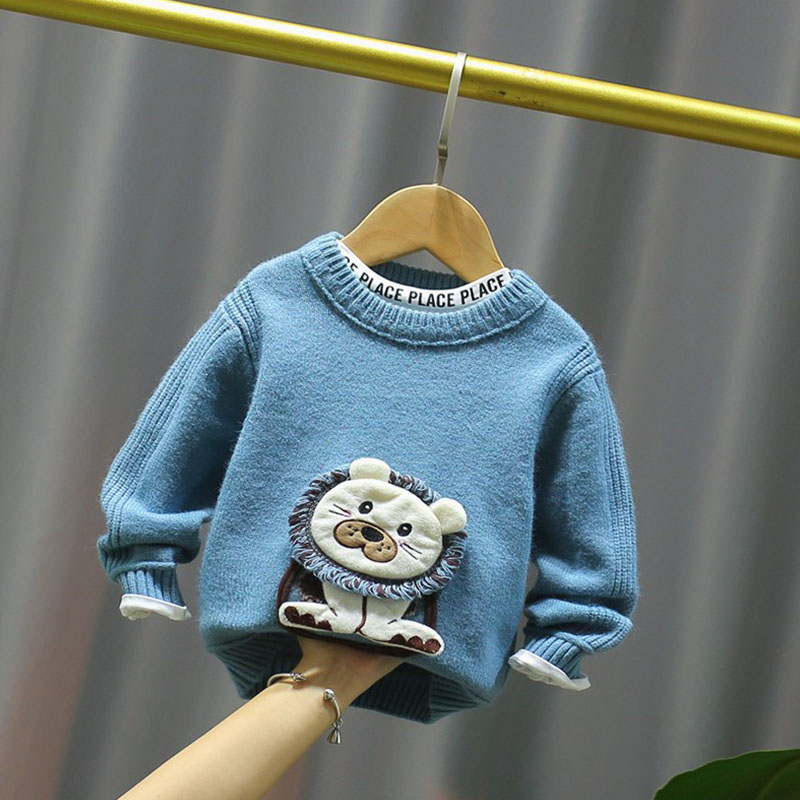 Baby sweater 2020 new autumn and winter fitted baby boy jacket head thickened knit cardiovert boy handsome blouse wool sweater