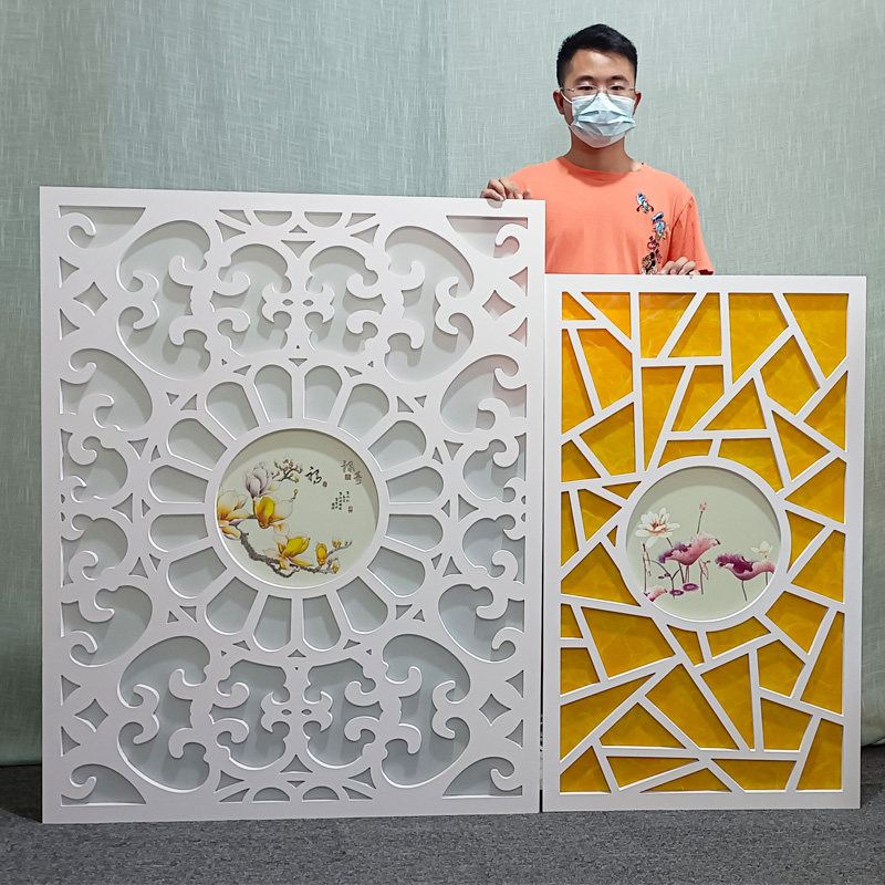 Hollow cut off carved board porch suspended ceiling screen corridor aisle through flower board Chinese-style European-style modern lattice PVC