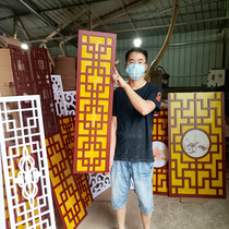 The screen on the new Chinese shoe cabinet cuts off the modern simple entrance entrance living room bathroom hollow solid wood lattice