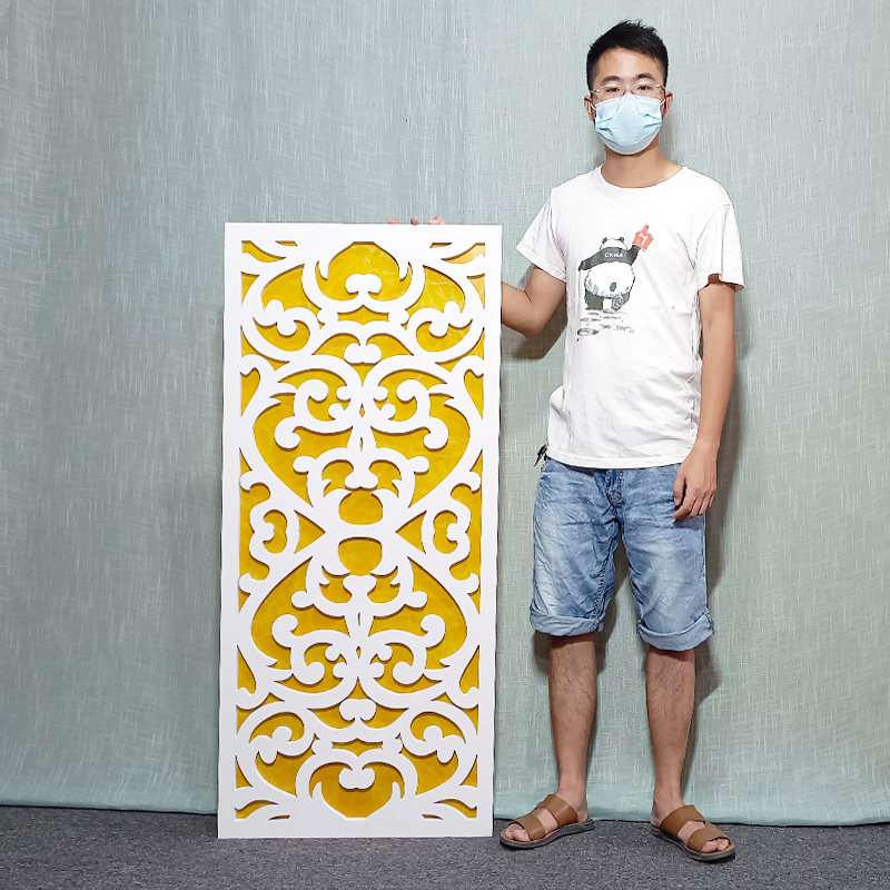 Entrance PVC hollow carved board suspended ceiling through flower board aisle living room partition Central European-style background wall screen lattice