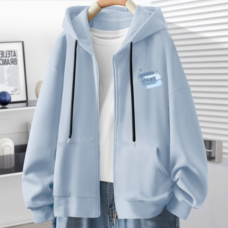 Teenage Men's Hooded Cardigan Sweatshirt Men's Spring Style 2026 New Spring Zipper Top Thin Men's Jacket