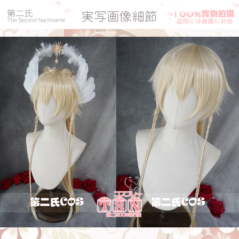 [Second Family] Gorgeous and Handsome Young Man Style Platinum Trailing Lolita Cos Wig J12