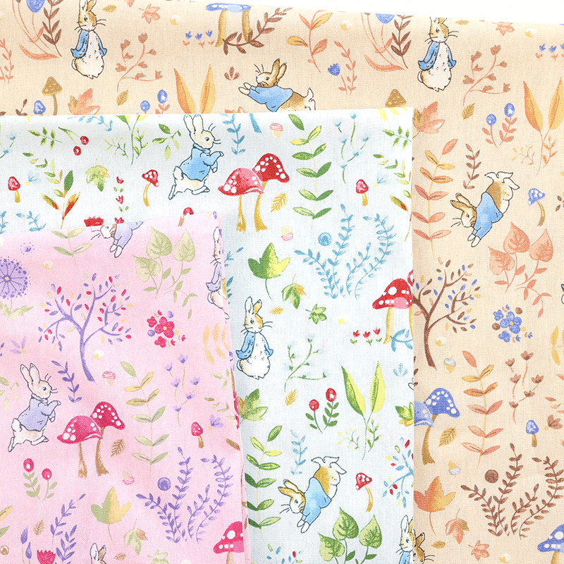 Japan Imports Peter Rabbit Mushroom Forest Cotton Linen Fabric Cute Fresh Cartoon Child Anecdote Bag Handmade Clothing Cloth-Taobao