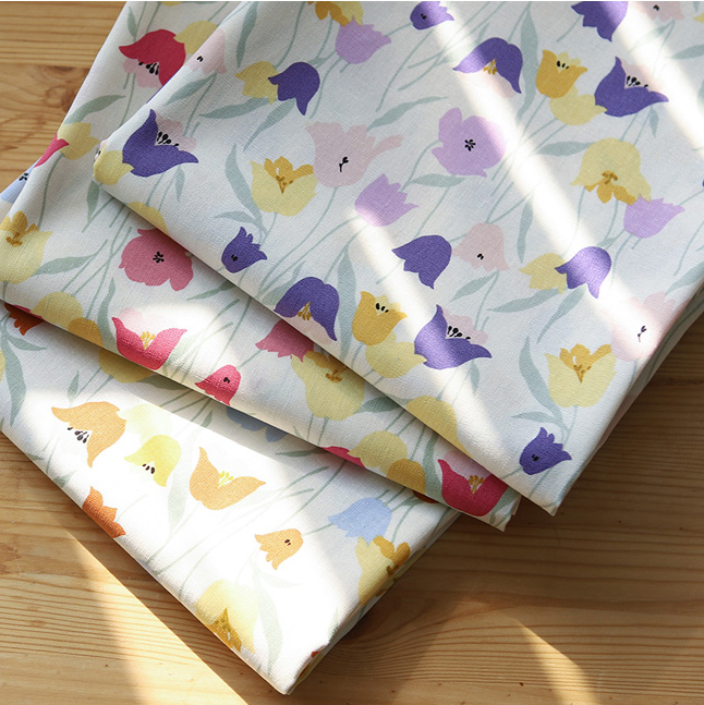 Cottonvill imported fabrics from South Korea, linen, cotton and linen printed fabrics, bags and clothing, French tulips