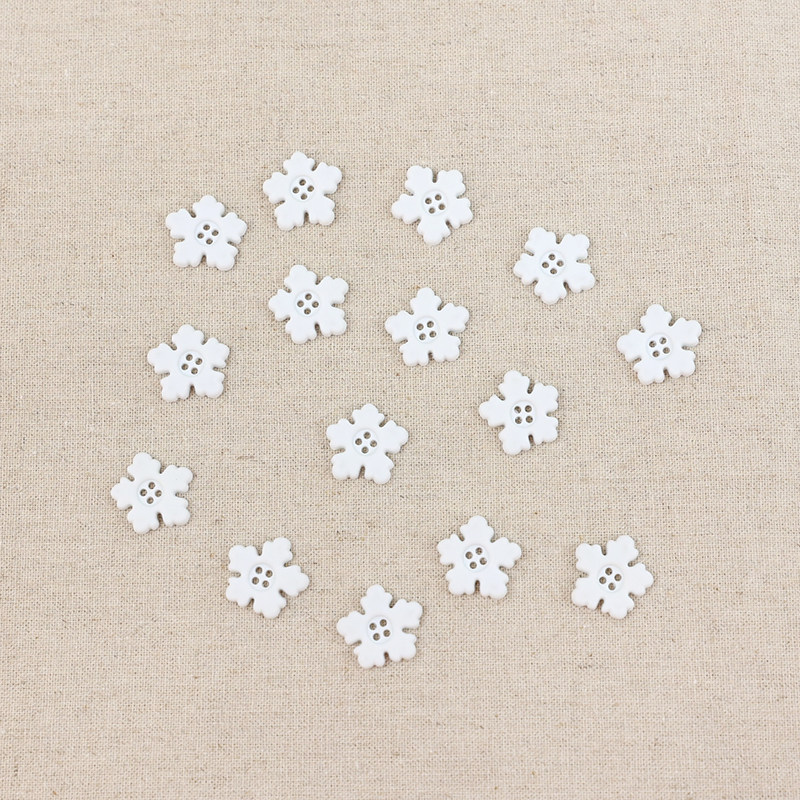 US Import Button PRESSUP RESIN Decorative Creative Clothing Handmade DIY Mini WHITE SNOWFLAKE