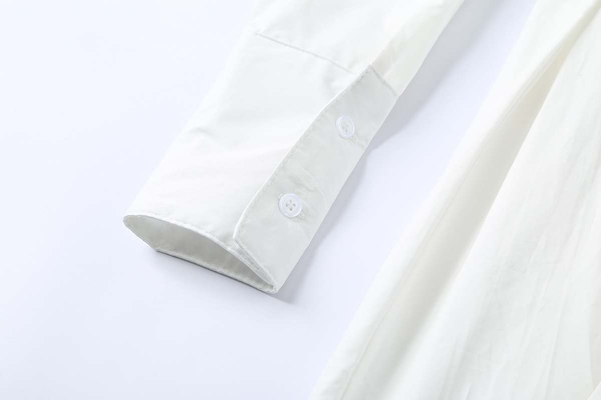 VK旗艦店 韓國風條紋綁帶腰帶百搭襯衫裙長袖洋裝