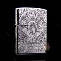 18 years old shop Zippo〓armor pure silver five - sided fine carving of white mother tone