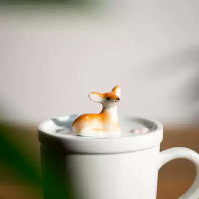 Landscape Jingdezhen Ceramic cup mug with lid Couple cup Rabbit deer pig dog Squirrel cup Female male