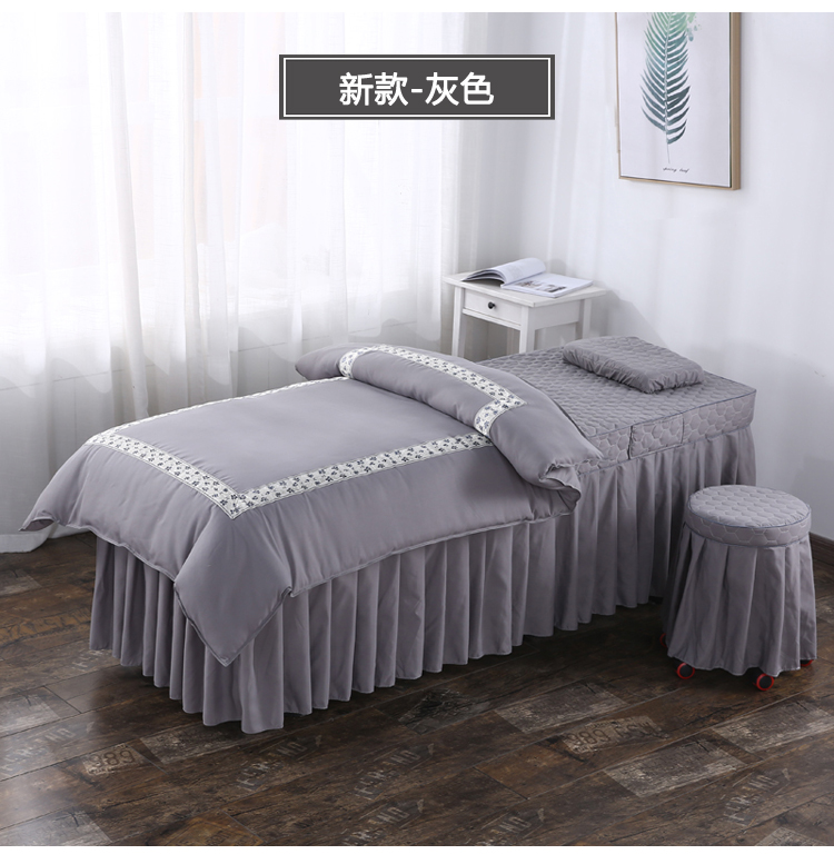 Beauty khăn trải giường denim bedspread đơn giản gia đình rắn quản lý da màu bốn bằng vải cotton thân thiện với da đặc biệt Thẩm mỹ viện - Trang bị tấm ga phủ giường spa