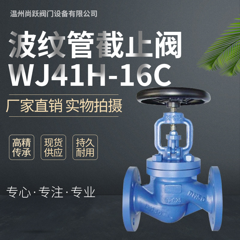 WJ41H-16C high temperature cast steel carbon steel WCB stainless steel bellows stop valve steam heat transfer oil DN50