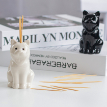 Nordic Net red toothpick box personality creative home cute kitty toothpick cans ceramic custom logo toothpick cylinder