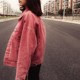 Brick red large size candy color rust red denim jacket female loose bf spring and autumn Korean version of the color coat 2023 new