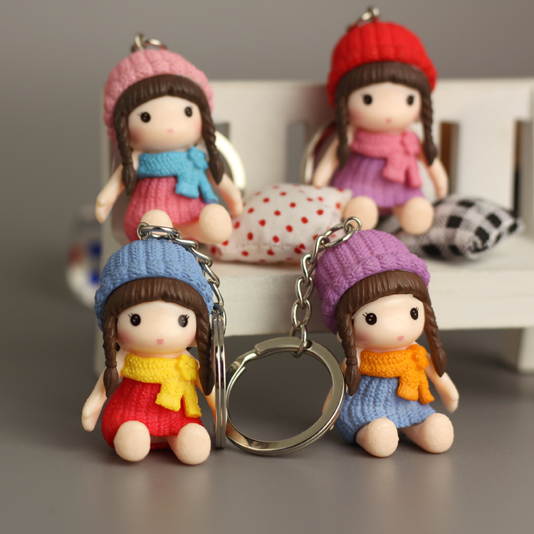 Cartoon lovers cute girl keychain girl mobile phone jewelry fashion luggage pendant key ring small gift