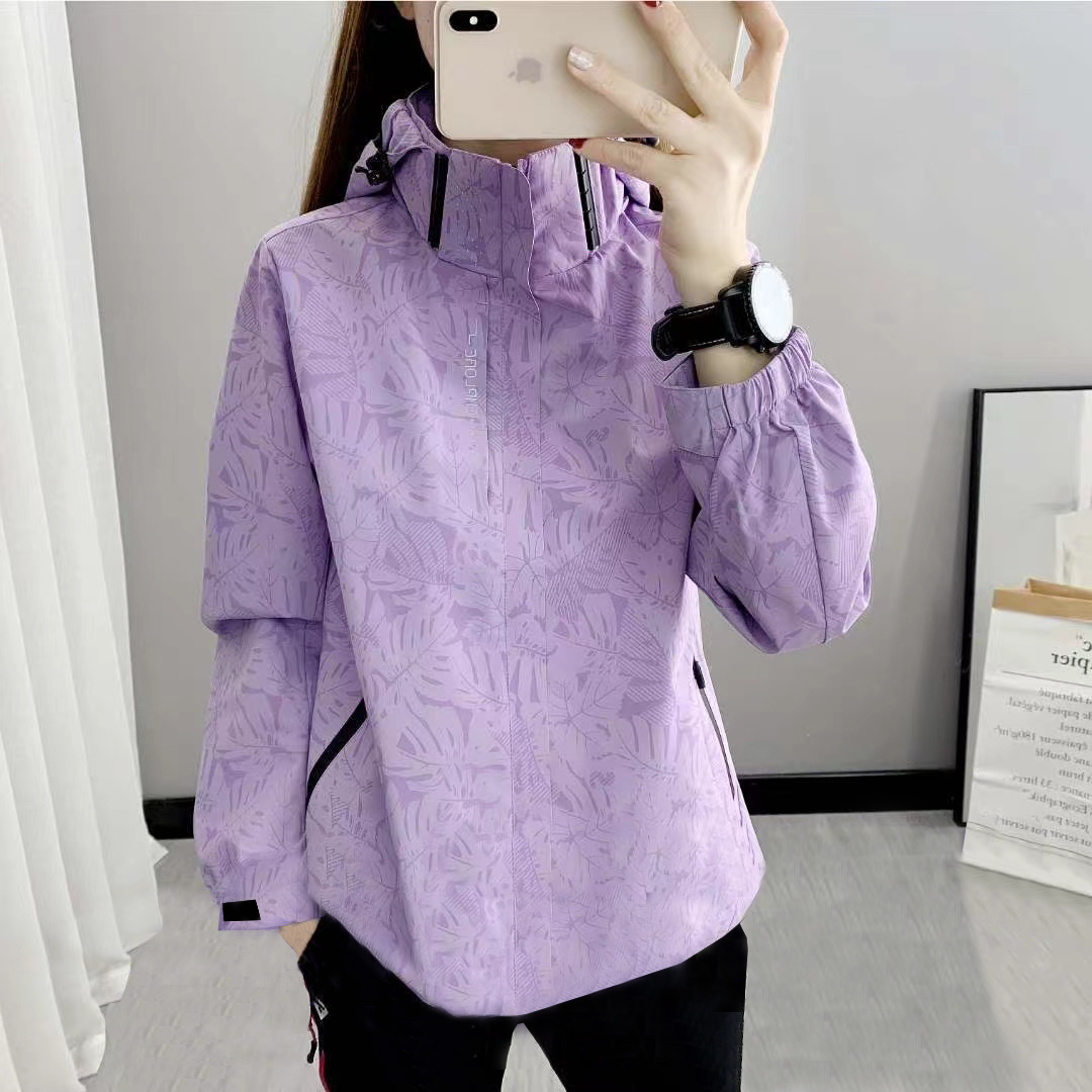 Winter spring and autumn maple leaf jacket women's thin mesh lined elastic waterproof breathable jacket hiking mountaineering clothing