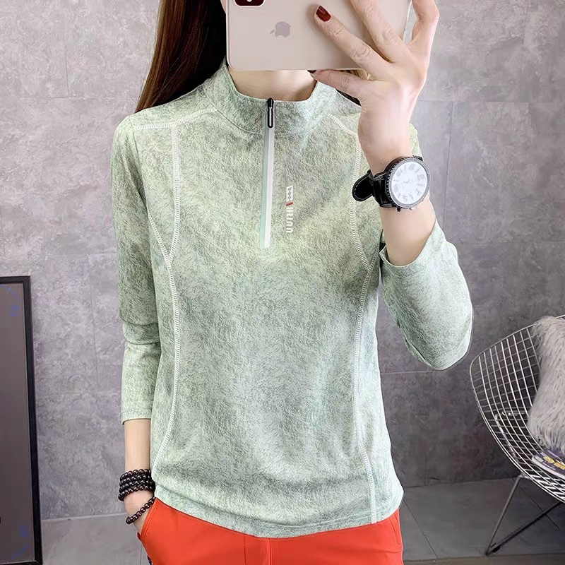 Speed Jersey T-shirt Woman Sunscreen Slim Collar Short Sleeves Slim breathable outdoor sport Running half-sleeve Climbing Quick Jersey T-shirt