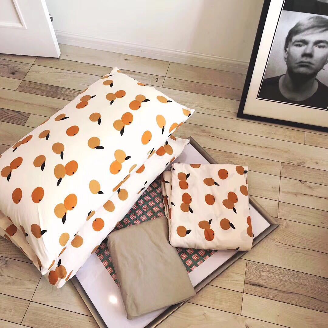[Giảm toàn bộ] in cotton kiểu Nhật dệt kim Bọ Cạp bốn mảnh nhỏ 枇杷 法 - Bộ đồ giường bốn mảnh gối chăn