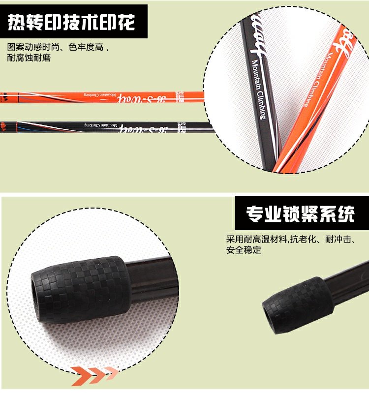 BSWolf Beishan Sói đi bộ 3 phần Nạng Nắm thẳng Grip cực nhanh Kính thiên văn Carbon Trekking cực BSW-DL005 gậy ba chân