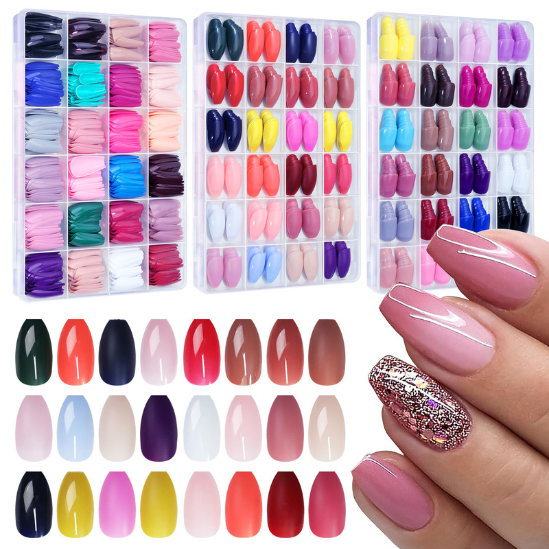 Amazon Nail Art 24 Grid Matte Square Ballet Wearable Nails Fake Nails Nail Tips Set