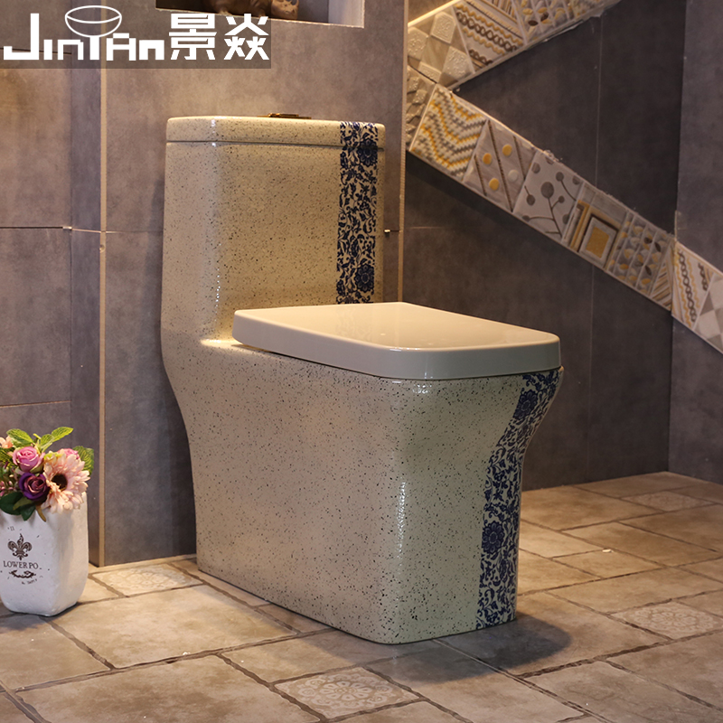 View Yan Yan Flower Hook Rattan Chinese Art Ceramic Toilet home Makeup Room Siphoning Type Water Pumping Common Toilet