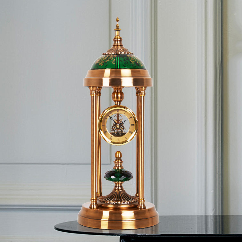 American desktop and watch Euro style living room clock swing piece creative desktop metal stand clock decoration vintaway base bell furnishing