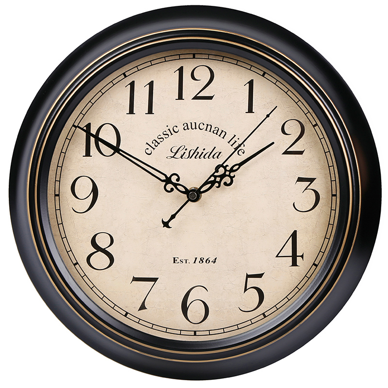 Lichida American retro mute wall clock living room simple European creative European wall clock Nordic art decoration clock watch