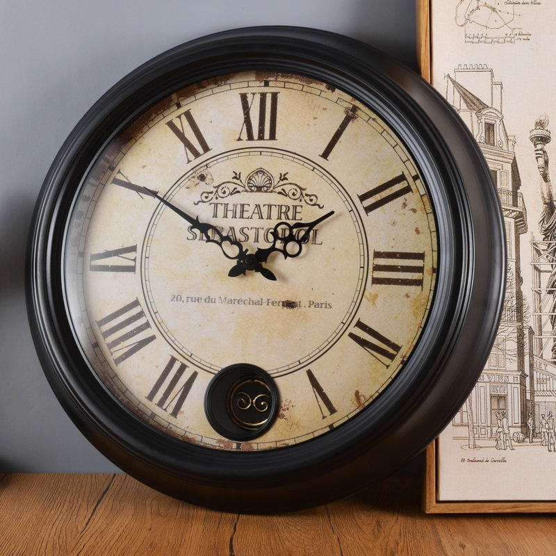 Eurostyle retro classical living room mute hanging bell American countryside nostalgic hanging table personality clock table swing quartz clock