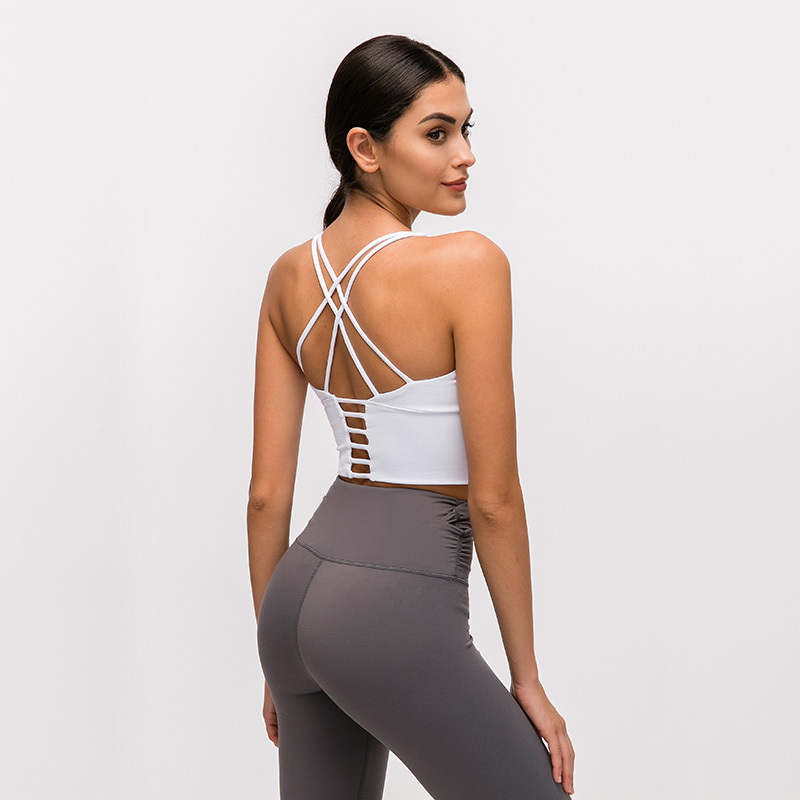Exported to Canada Fabric Beautiful Back Strap Yoga Sports Bra Women's Shockproof Running Vest Fitness Bra Bra