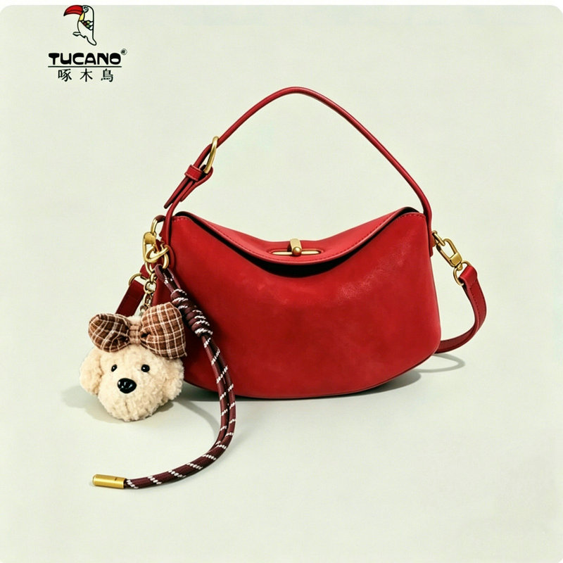 Woodpecker Genuine Small Bag 2026 New Women's Bag Genuine Leather Dumpling Bag Textured Niche Crossbody Bag Stylish and Fashionable Woodpecker Genuine Small Bag 2026 New Women's Bag Genuine Leather Dumpling Bag Textured Niche Crossbody Bag Stylish and Fashionable