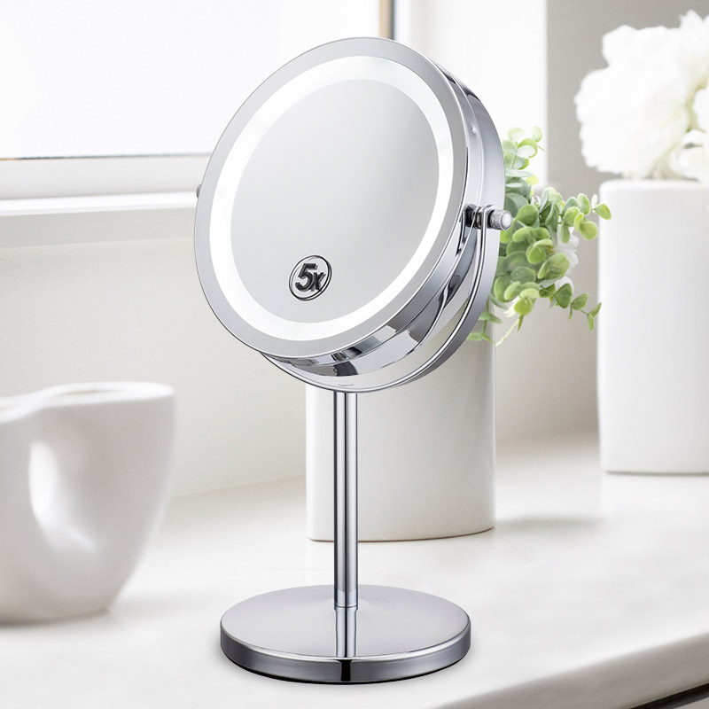 European and American 7-inch LED makeup mirror subtable with lamp bifacial beauty dresser HD Enlargement 10 Times Battery