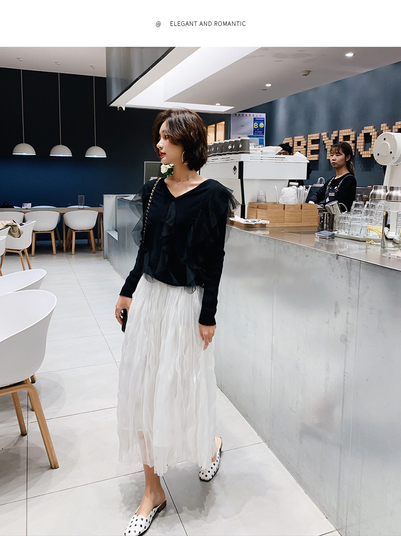 Đầm ren đen dài tay đan đáy áo nữ 2019 mùa thu mới phong cách rất cổ tích áo len lỏng lẻo mùa thu - Đan Cardigan áo len