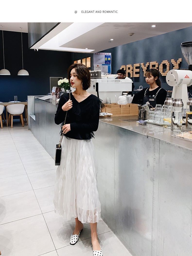 Đầm ren đen dài tay đan đáy áo nữ 2019 mùa thu mới phong cách rất cổ tích áo len lỏng lẻo mùa thu - Đan Cardigan áo len
