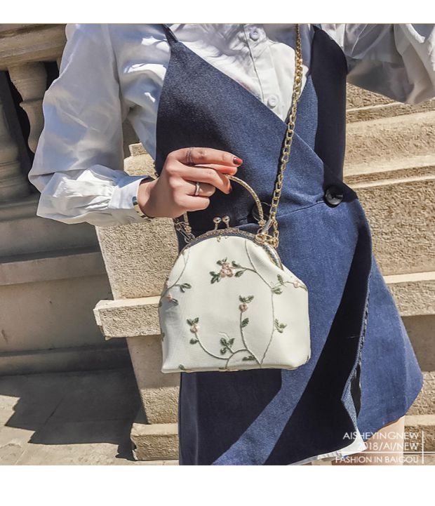 Vintage ren miệng túi vải vàng handmade thêu hoa ba chiều túi xách với túi sườn xám túi nhỏ mẫu túi xách đẹp 2021