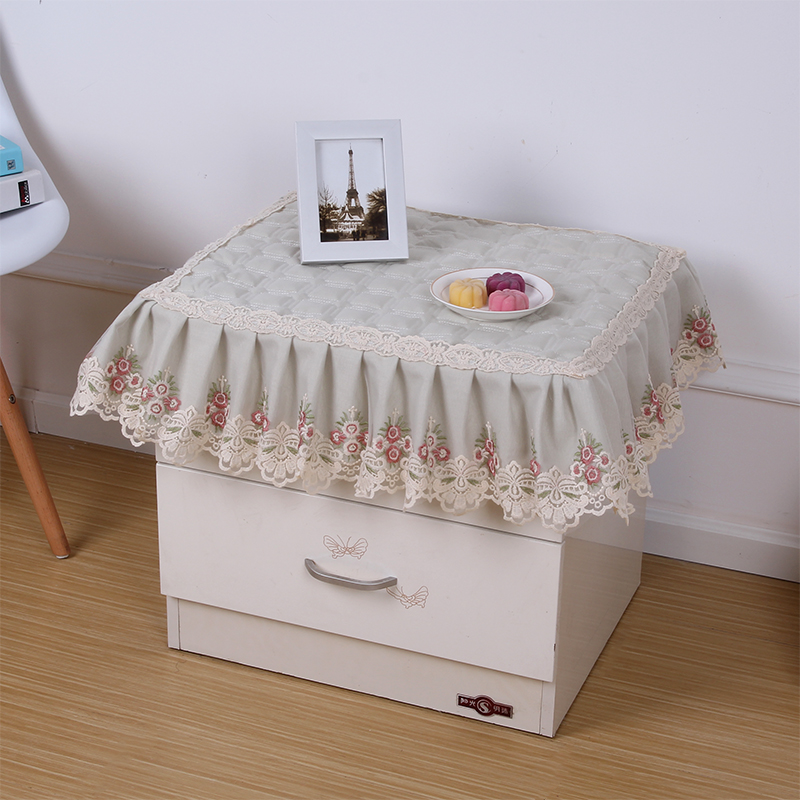 Original clear and clear moon bed head cabinet hood European-style embroidered lace multipurpose small cover cloth dust cover small tablecloths