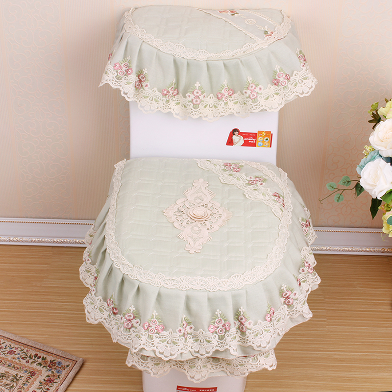 European-style fabric lace toilet three-piece zipper toilet pad thickened quilted toilet pad U-shaped toilet pad
