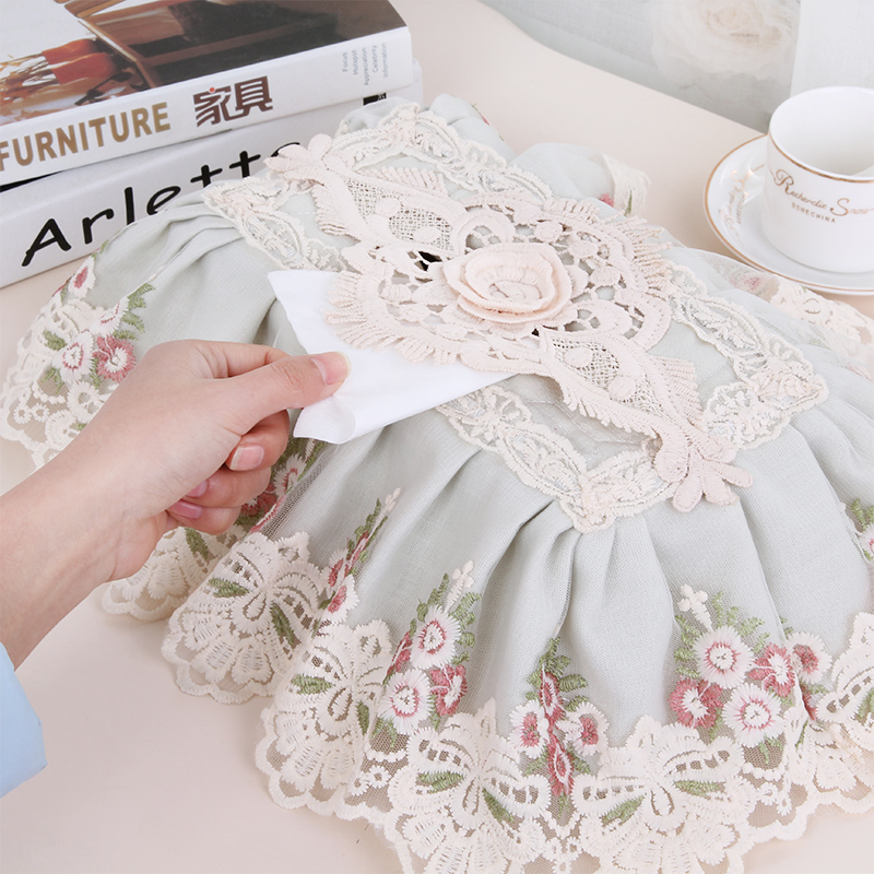 Embroidery lace tissue box cover cloth art lace on-board European style extractable tissue paper containing box cover deliver inner box